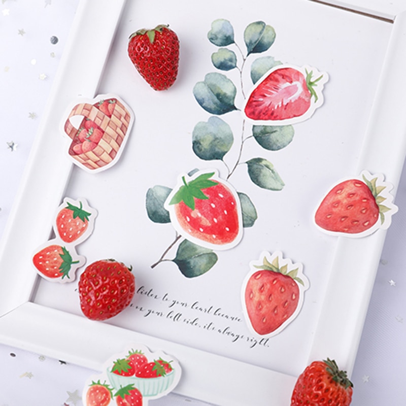45 Pcs/box cute strawberry fruit paper sticker decoration stickers DIY for craft diary scrapbooking planner label sticker