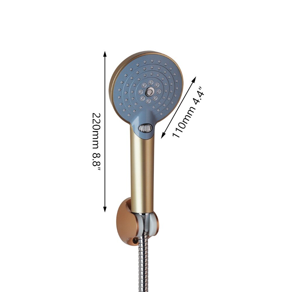 YANKSMART Bathroom Shower Head Set Handheld Combo With Multi-setting Push Dial to Flow Control Shower Head & Hose+Holder Set