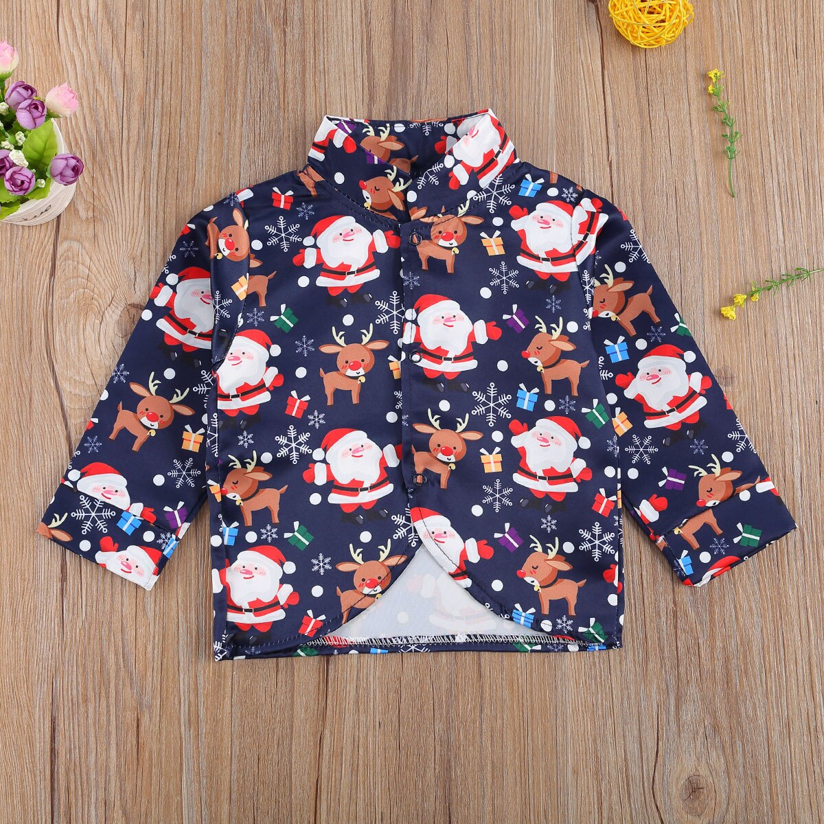 Baby Kds Baby Jongens Kerst Kleding Set Kerstman Elanden Print Jassen Lange Mouw Strik Overhemd Patchwork Broek 3 stuks Outfits