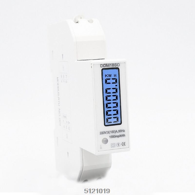 5 (100A) compteur d'énergie monophasé RS485 modbus-rtu de Rail Din d'électricité