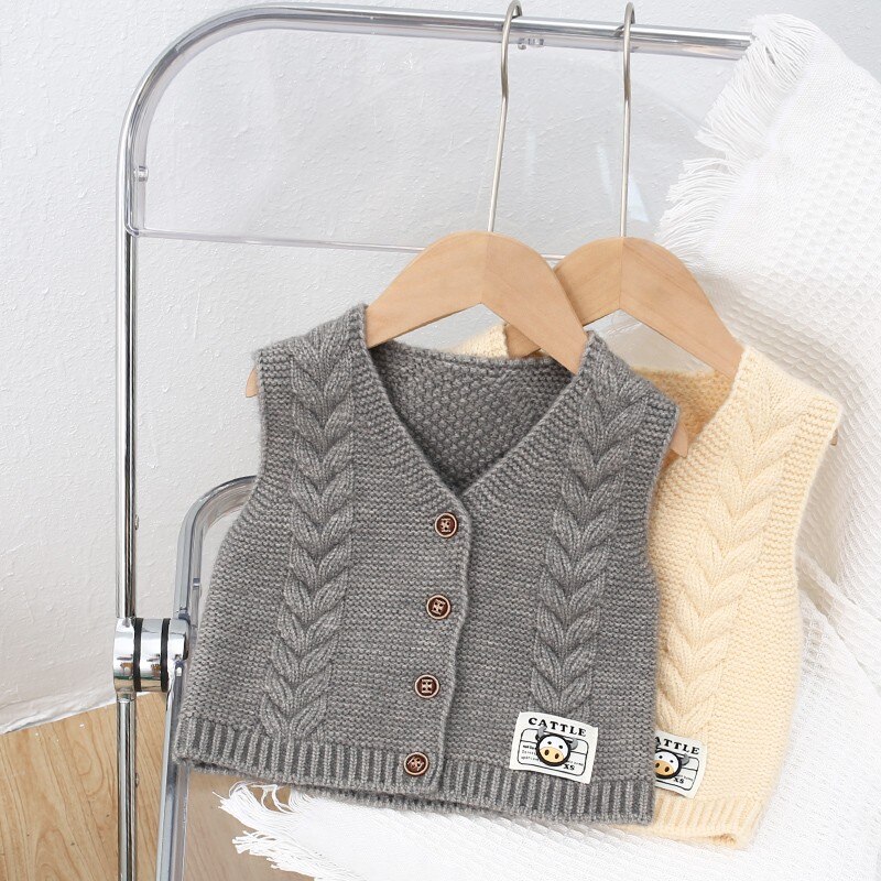 2022 autunno inverno neonato gilet cappotto bambini vestiti in cotone lavorato a maglia cardigan senza maniche gilet bambino capispalla per bambini 1-5Y