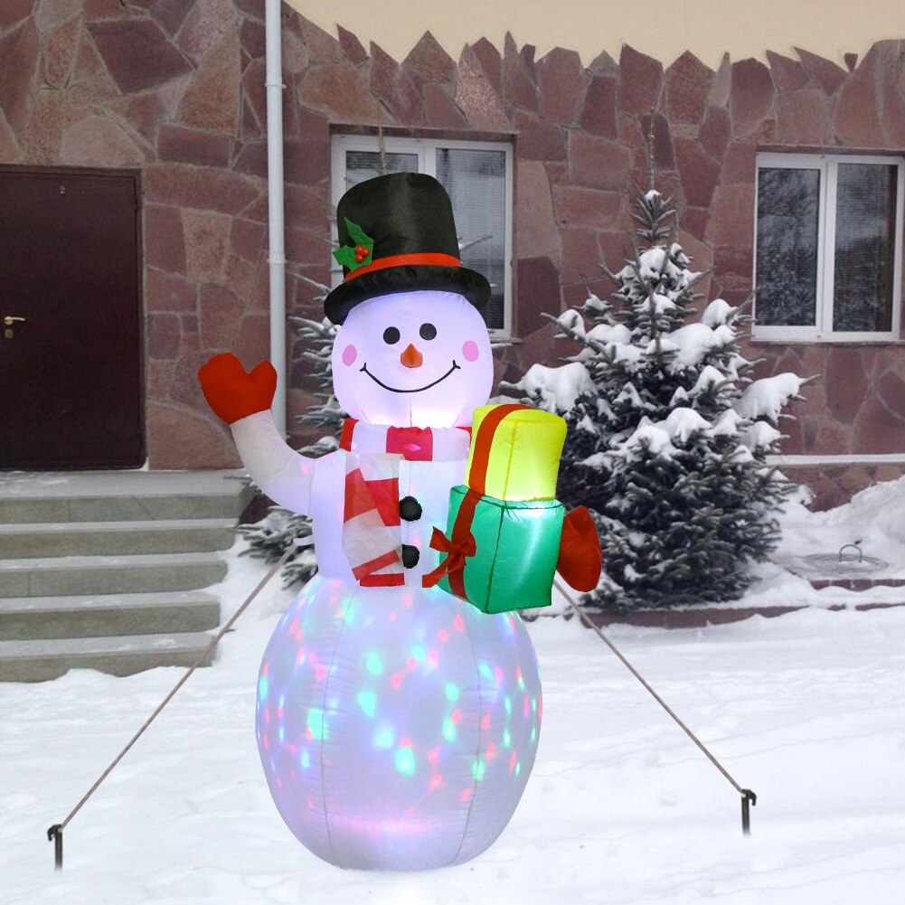 Lysende oppustelig snemand julefest rotere ledet luftpumpe ornament til husholdningsfester dekoration