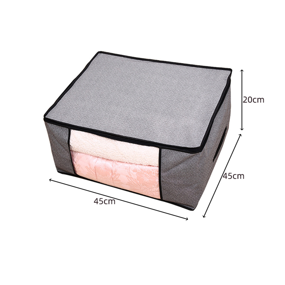 1 Uds. Bolsa de ropa de edredón caja de almacenamiento de tela no tejida con asas plegable a prueba de humedad Caja de almacenamiento sellada organizador transparente: D-grey 45x45x20cm