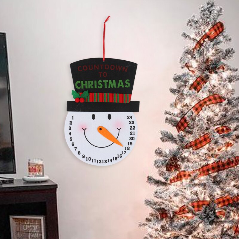 novelty countdown 24 days calendar into christmas calendar snowman and Santa cartoon date clock merry xmas hanging ornament