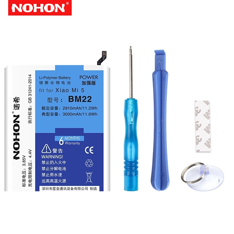 NOHON Bateria Do Telefone Original Para Xiaomi 3 4 5 6 Mi3 BM31 Mi4 BM32 Mi5 BM22 Mi6 BM39 Baterias de Substituição + Ferramentas de Reparo