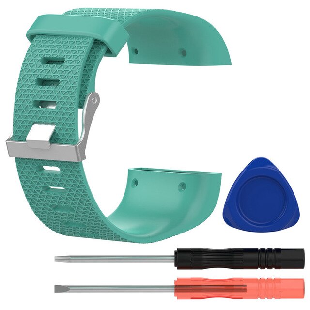 Silicone Replacement Watch Wrist Strap Band For Fitbit Surge Smartwatch Band Wristbands With Screwdriver Accessory Belt Bracelet: Duck green / S Size