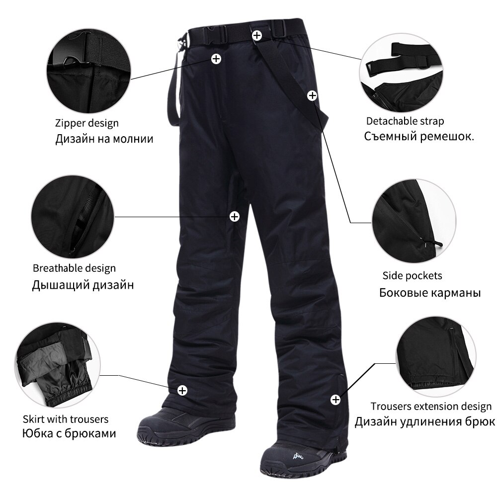 Outdoor -35 Degree Snow Pants Plus Size Elastic Waist Men Trousers Winter Skating Pants Skiing Outdoor Ski Pants for Women