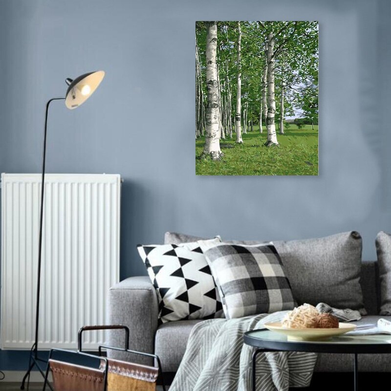 Paint By Numbers for Adults and Kids DIY Canvas Painting for Adults Beginner DIY Oil Paint- Without Frame(Birch)