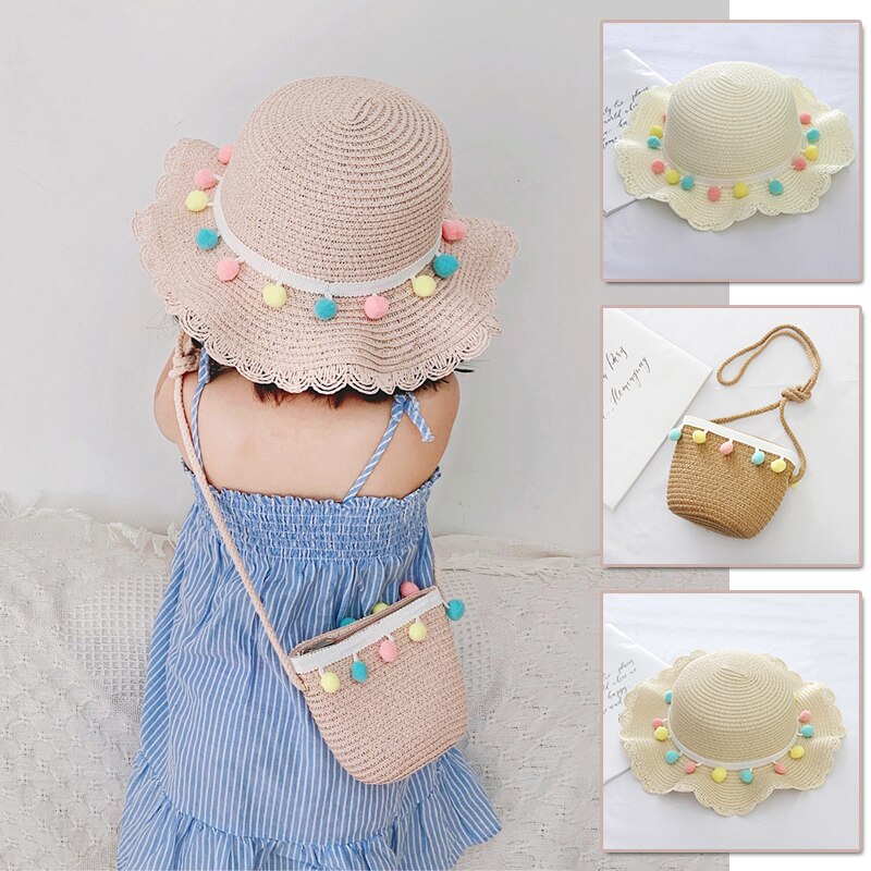 Gorro para el sol niña niños sombrero de paja protector solar de verano linda princesa niñas hecho a mano playa sombreros mujer pescador Cap