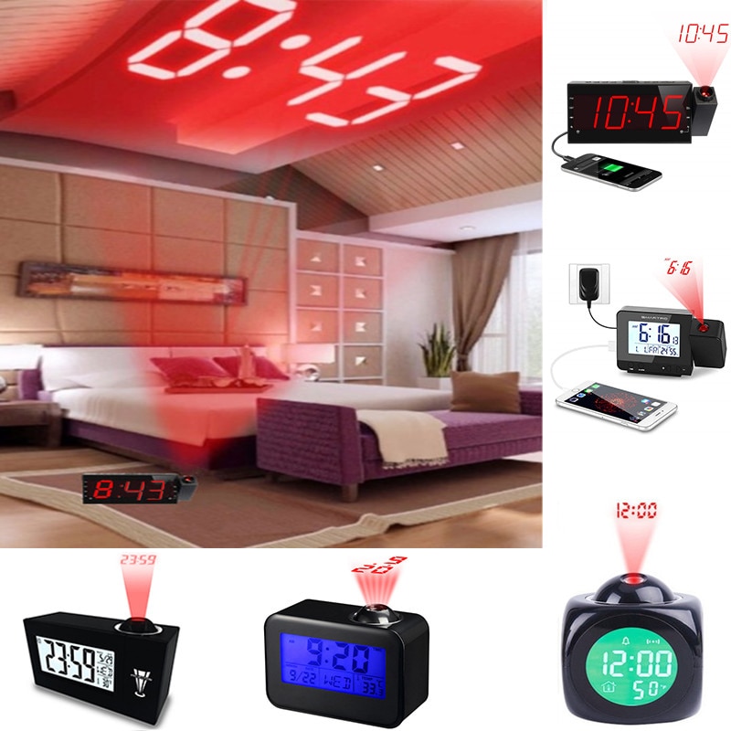 USB Digitale Projektion Wecker nasser Bahnhof Temperatur Schreibtisch Zeit Datum Anzeige Projektor Kalender aufwachen hoch Tisch LED Uhr