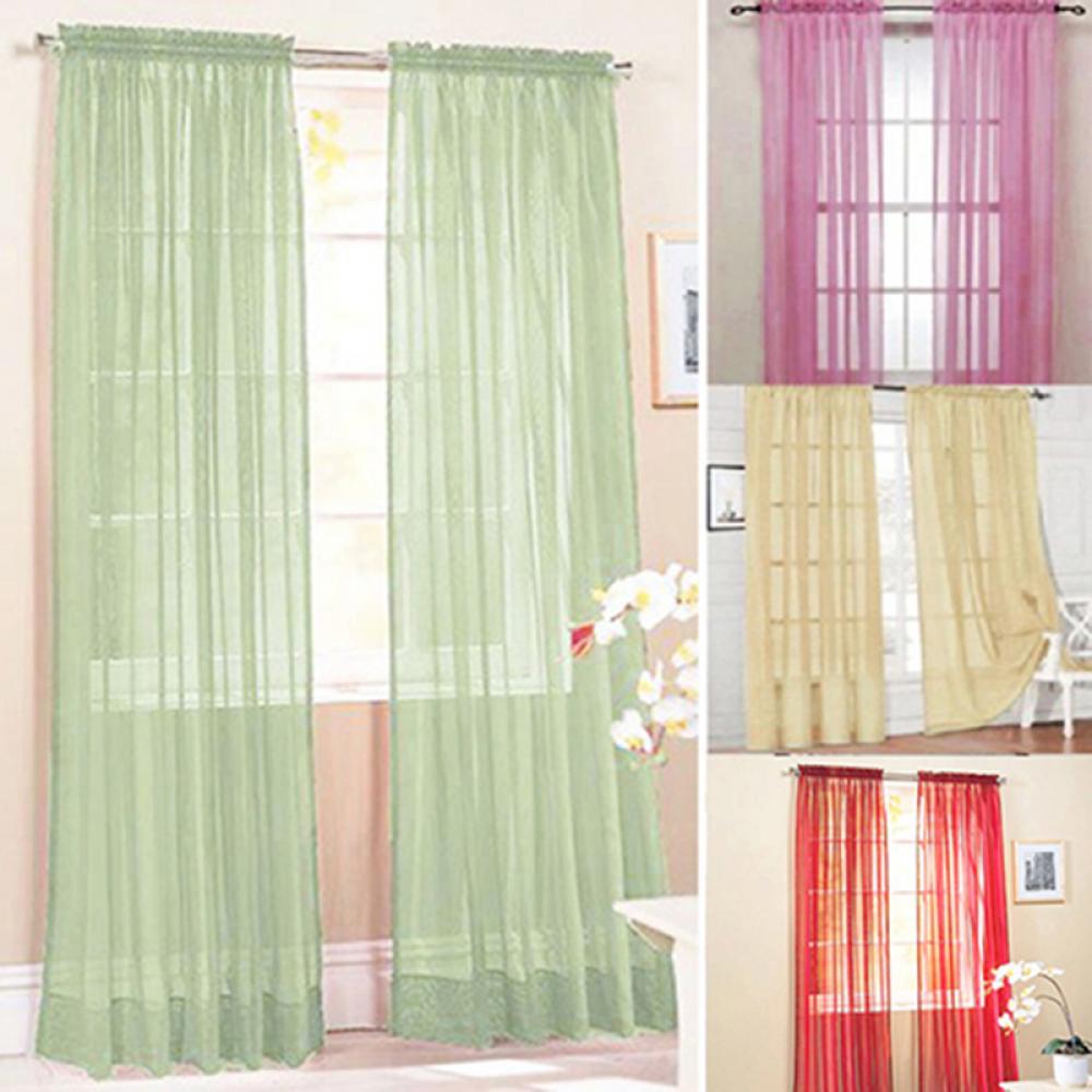Glasgarn transparent fönsterkappa ren färg sovrum hem bröllop vardagsrum sovrumsfönster voiles tyllgardin på stång