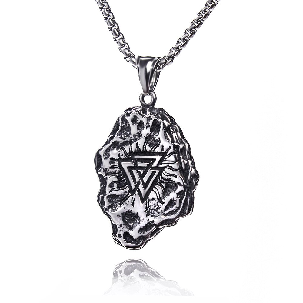 Hnsp viking nó power triangle pingente redondo, 3mm de aço inoxidável corrente colar para presente de jóias de pescoço punk: Meteorite Necklace