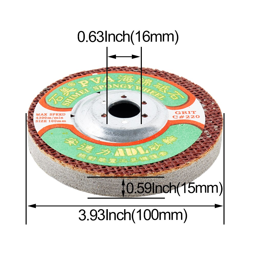 1 PC 4" PVA Spongy Grindstone Sponge Abrasive Grinding Wheel for Glass Stone Polishing