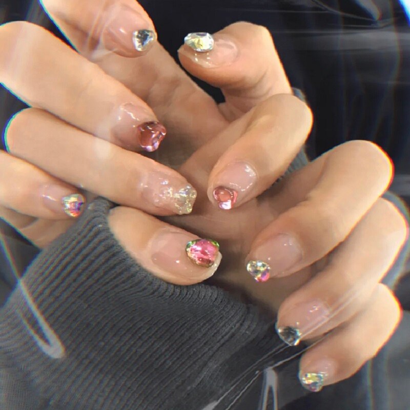 10Pcs 8mm Heart Rhinestone Flat Stones For Manicure Glitter Nail Jewelry Heart Nail Art Kawaii Nail Decoration Korean Nail Parts
