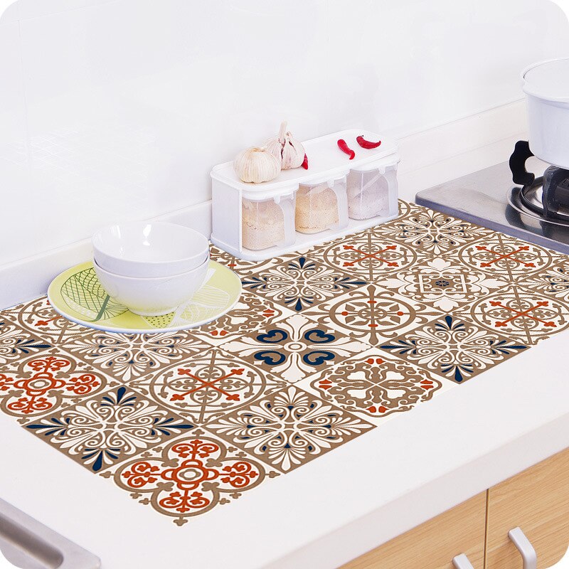 10pcs/set Frosted Tiles Stickers for Kitchen Backsplash Bathroom Wallpaper Non-slip Thicken Waterproof Vinyl Floor Wall Decals