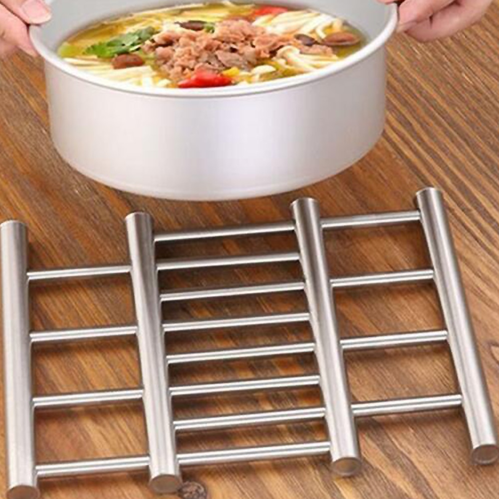 Adjustable Stainless Steel Kitchen Insulation Pads Ladder Trivet Worktop Saver Pot Pan Stand Rack Kitchen Gadget 3