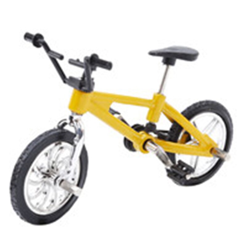 Bicicletas Bmx de dedo de Metal de simulación para niños Mini tamaño 4 Color diapasón juguetes de bicicleta con cuerda de freno de coleccionista de bicicleta: yellow