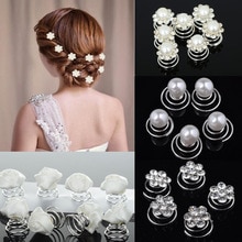 PINKSEE-accesorios para el cabello de boda para mujer, horquillas para el pelo con perlas de imitación de cristal y flores, adornos, 4 estilos, 12 Uds.