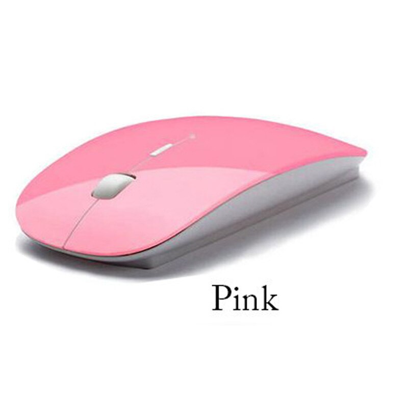 Sugar Color Ultra Thin USB Optical Wireless Mouse 2.4G Receiver Super Slim Mouse For Computer PC Laptop Desktop: Pink