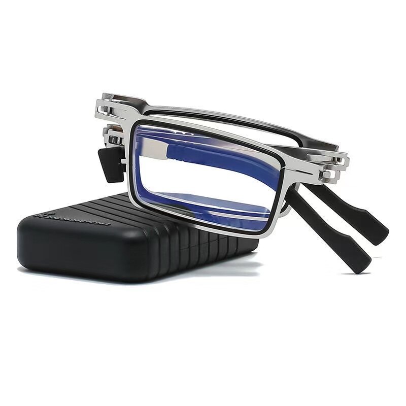 Draagbare Opvouwbare Leesbril Blauw Licht Blokkeren Brillen Vierkante Frame Voor Vrouwen Mannen Vermoeide Ogen Lezers Bril Met Case