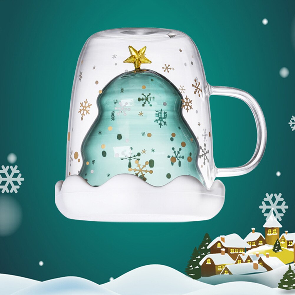 Creativo 3D trasparente doppio vetro antiscottatura albero di natale stella tazza tazza di caffè tazza di succo di latte regalo di natale per bambini