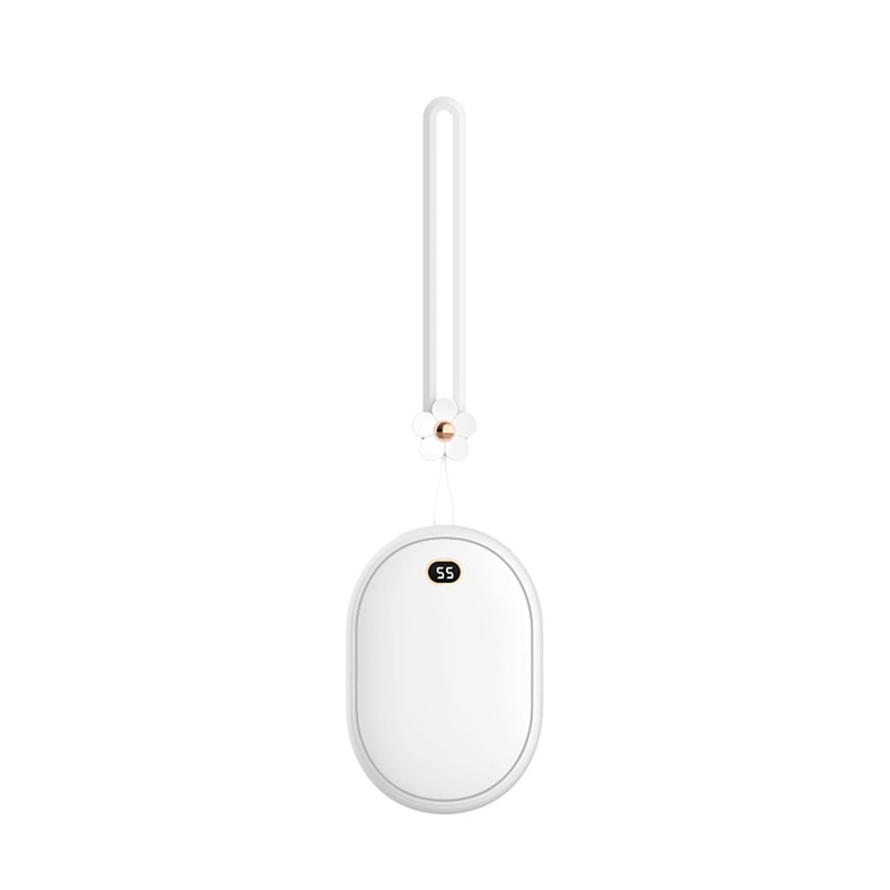 Portable USB Rechargeable Mini Heater with Temperature Display Travel Warmer Winter Hand Warmer: White