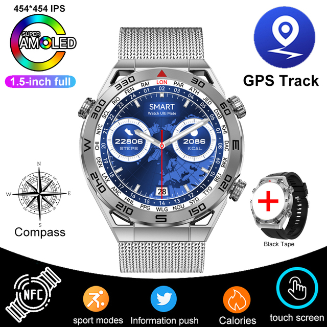 Huawei DT UltraMate Smartwatch pour homme, NDavid, boussole, appel Bluetooth, suivi GPS, ECG 2024 +, sport, original, , 100: YELLOW