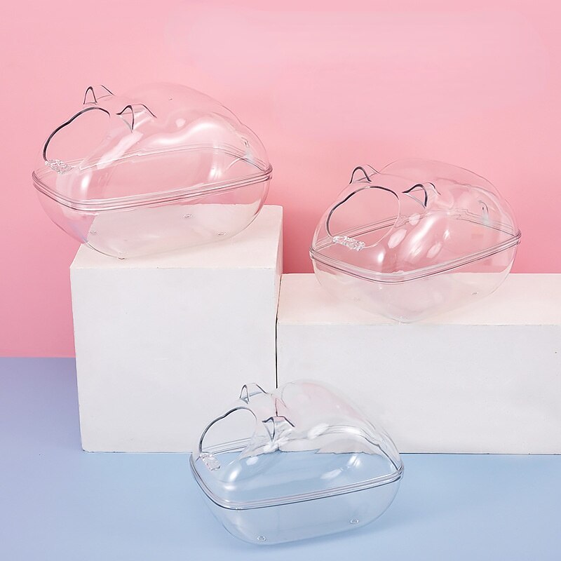 Inodoro transparente para baño, caja desodorante antisalpicaduras para mascotas pequeñas, doble uso, Hamster, nubes