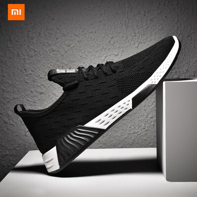 Xiaomi Mijia Youpin Fly Weaving Breathable Male Shoes Trendy Casual Sports Shoes Running Shoes For Smart Home Sports: black 44