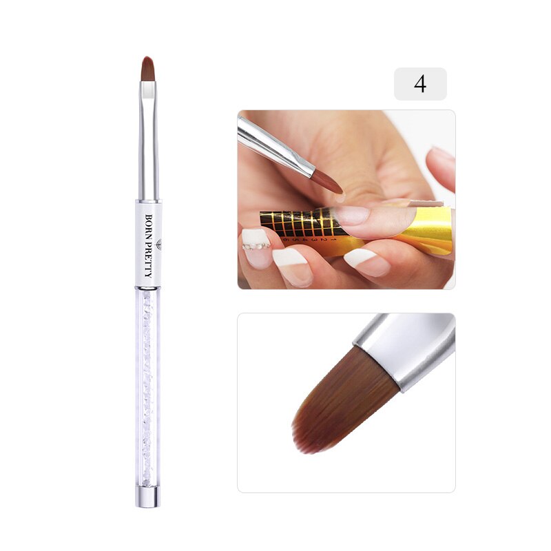 BORN PRETTY-brocha de pintura de uñas, delineador de Gel UV, pincel acrílico para uñas, bolígrafo dibujo artístico para mezcla de rayas: BP-04