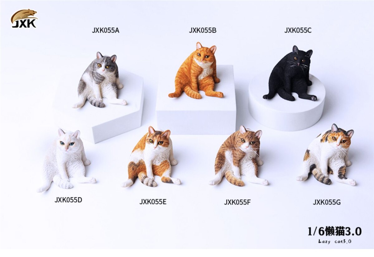 JXK 1:6 Scale Orange Cats Figure Cute Lazy Cat Pet Healing Figure Felidae Animal Collector Toy Resin Desktop Decoration