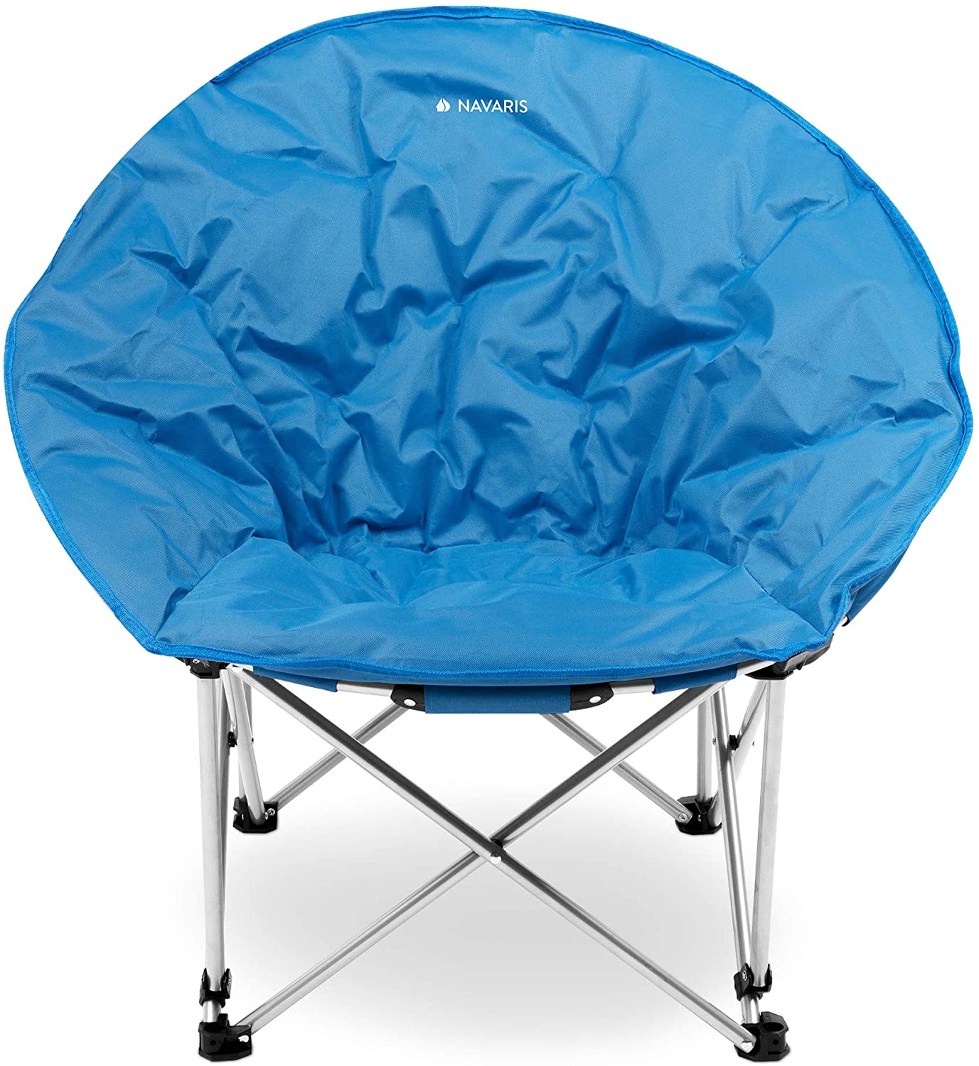 Folding Moon Chair - Foldable Round Padded Seat for Adults or Kids - Perfect for Garden, Camping, Travel, Light Blue