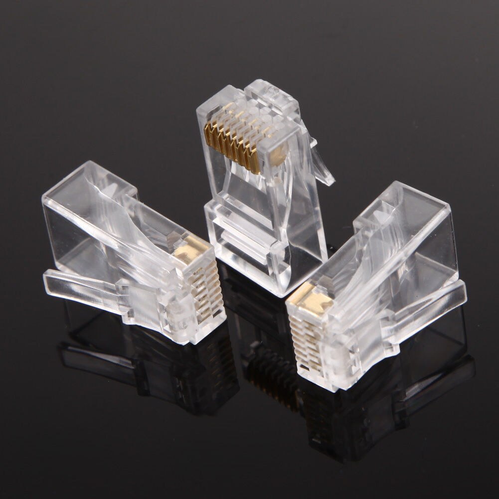 100Pcs Cat5 Cat5e Network Connector 8P8C RJ45 Metal Cable Modular Plug Terminals: Default Title