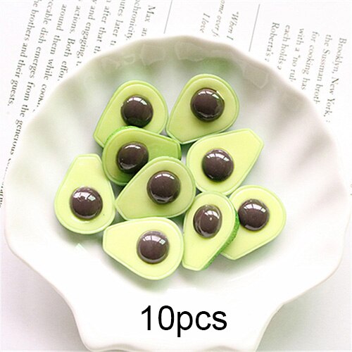 Happy Monkey 10pcs Fruit Slime Addition Resin Orange Avocado Charms DIY Kit Decor Filler for Clear Crunchy Slime Clay Toy: 10pcs A