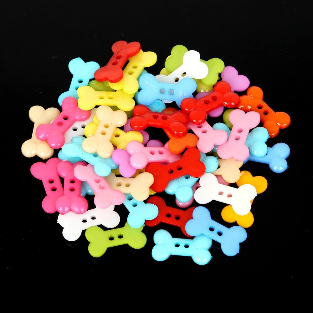 50 Stuks 18X10Mm Bone Decoratieve Plastic Knoppen Naaien Naad Scrapbooking Accessoires Knop Voor Ambachten Handgemaakte Diy Willekeurige kleuren