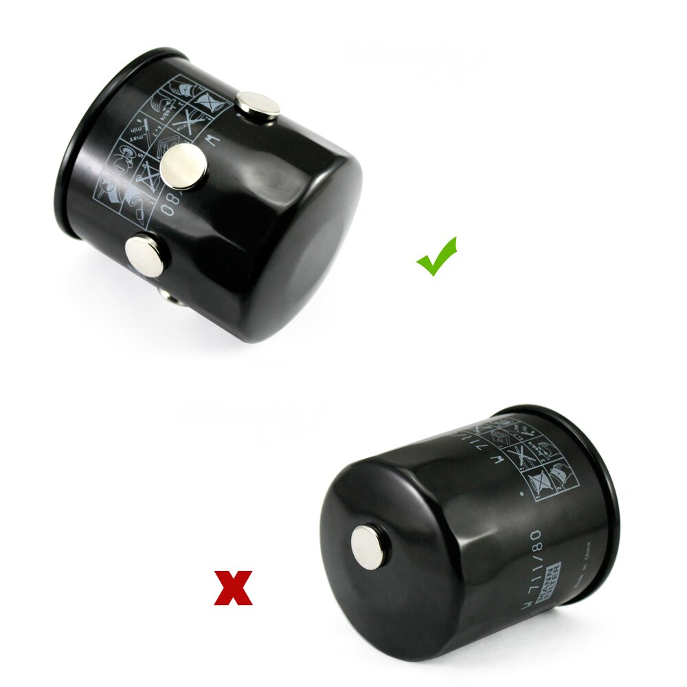 2 piezas de filtro de aceite de motor de coche imán economizador de combustible para el cuerpo de hierro ATV SUV del motor de la motocicleta aceite protector de adsorción fuerte