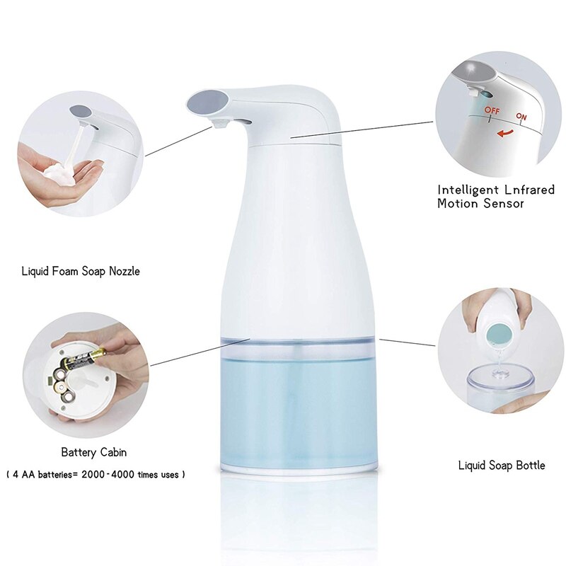 Automatic Foaming Soap Dispenser, 14Oz/400Ml Hands Free Automatic Sensor Soap Dispenser, Battery Operated Touchless Hand Foaming