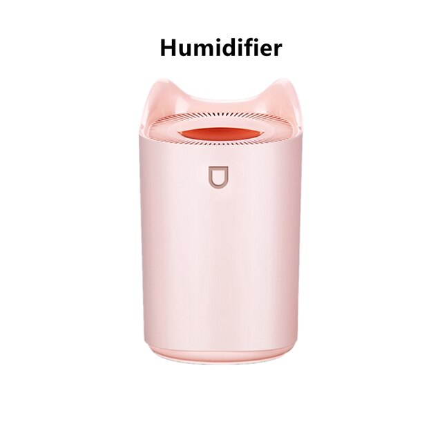3L USB Double Nozzle Humidifier Aroma Essential Oil Diffuser Ultrasonic Air Humidifier With Colorful Mood Lights: Light Yellow