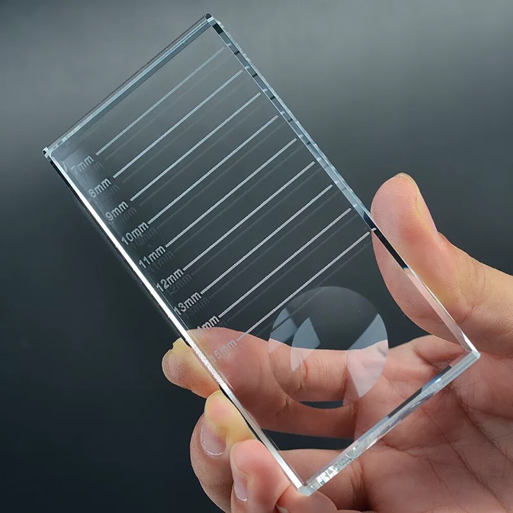 Wimpern Verlängerung Palette Kristall Glas U Gebogene/Gerade Stehen Falsche Wimpern Halfter transparent Kleber Tablett Schönheit machen-hoch-Werkzeug: 01