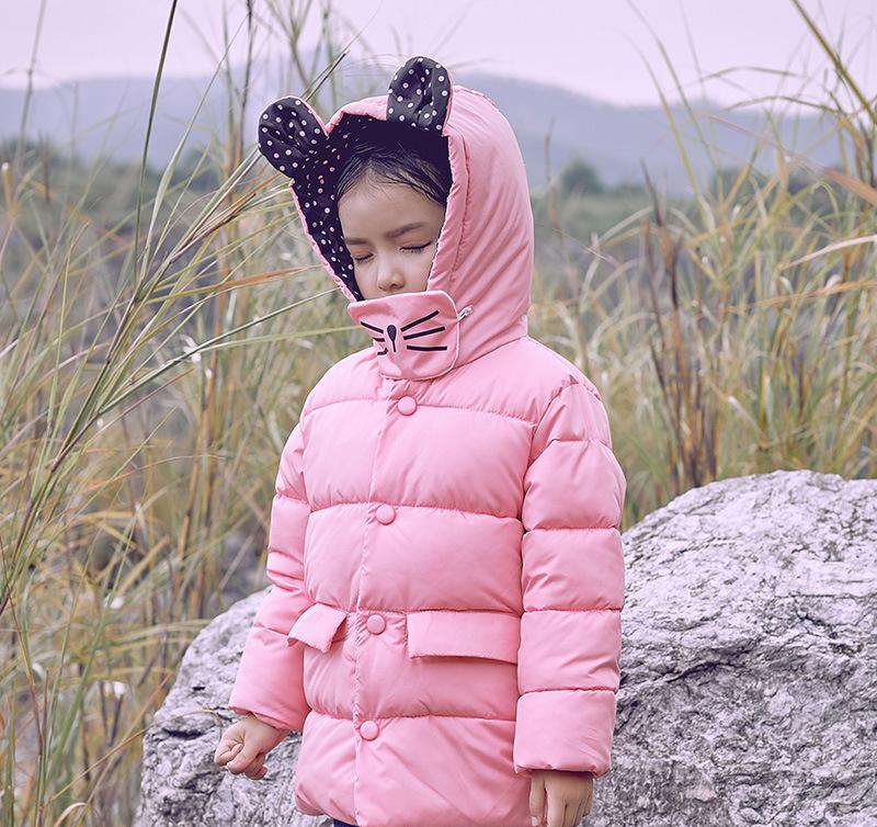 Kinderen Beneden Gewatteerde Jas Herfst Winter Lange Mouwen Cartoon Kleding Met Hooded Kid Warme Beneden Katoenen Jas uitloper