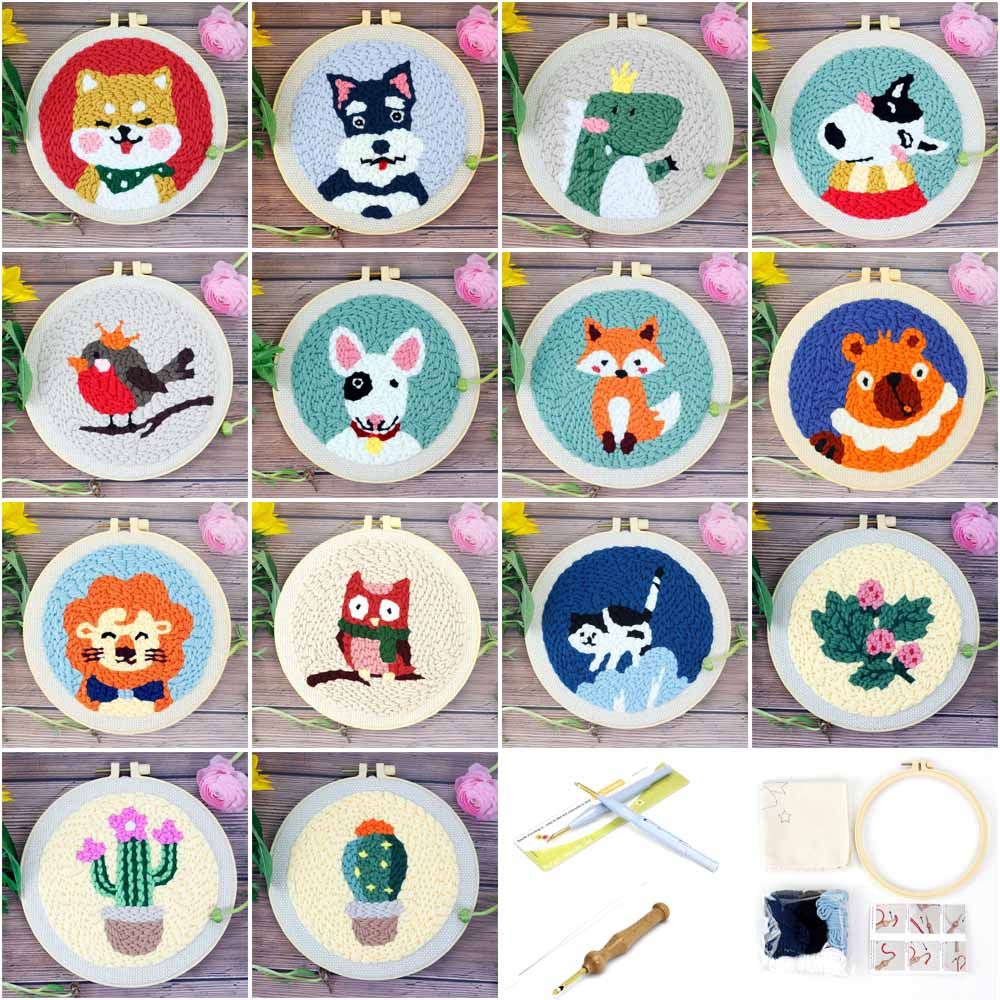 Arts Ornament Handmade Needle Thread Sewing Accessories Cross Stitch Kit Embroidery Hoop Needle Punch Flower Embroidery