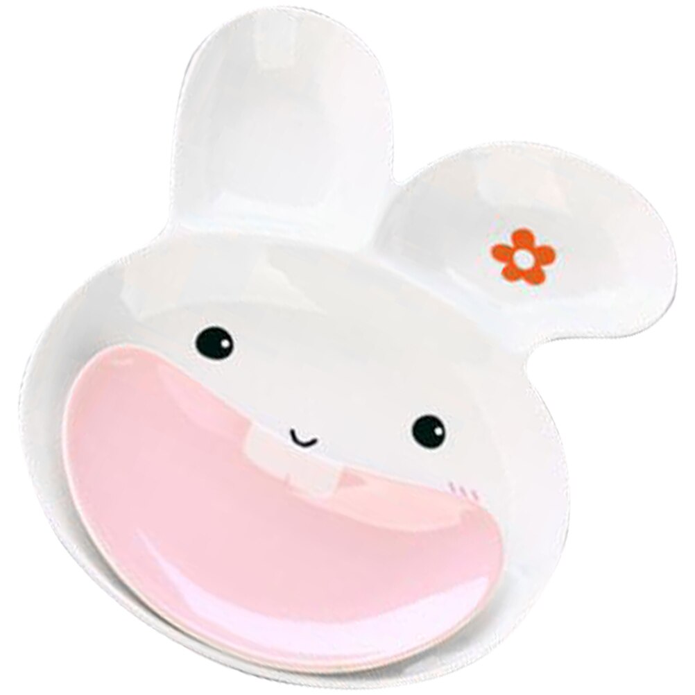 1 Set of Divided Food Plate Ceramic Separated Plate Multi-grids Food Tray: Pink