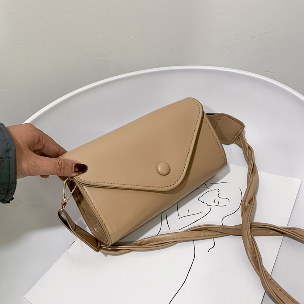 couleur unie femmes épaule sacs à main décontracté tissé ceinture petits fourre-tout sac à main femme en cuir PU voyage quotidien sacs à bandoulière: Marron clair