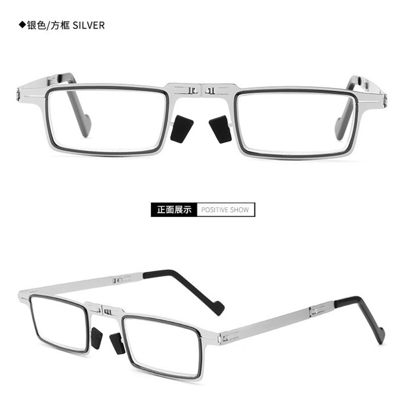 Bærbare sammenklappelige læsebriller ultra tynde metalblå proof læsebriller til både mænd og kvinder: +350
