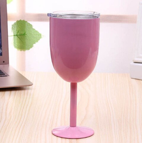 Wowshine Free shippinh Stainless Steel wine glasses 1pc 10oz vacuum double layer cocktail glass wine cooler adorable colors: Dark Grey