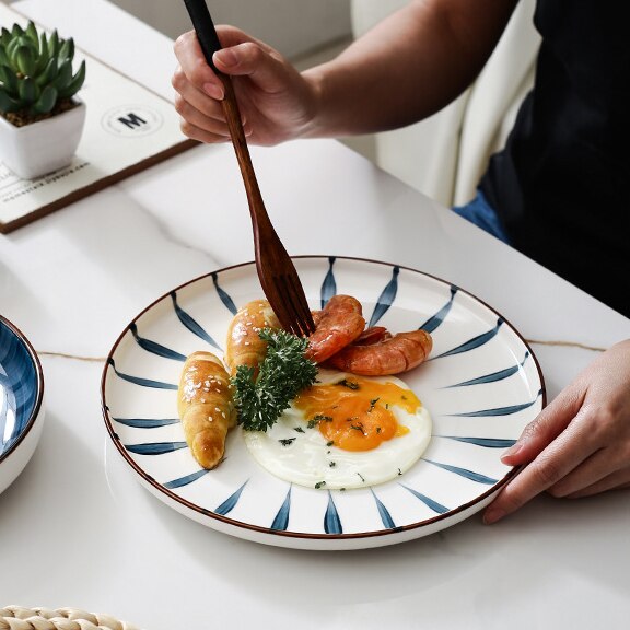 Platos de cerámica PARA CENA, aptos para microondas, horno, lavavajillas, resistentes a los arañazos, vajilla japonesa, platos de porcelana para Cocina