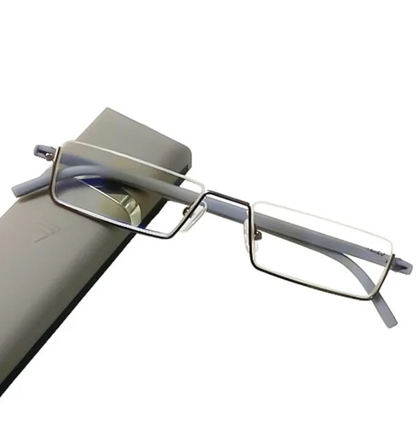Metal Blue Light Glasses Men Gray Half Frame Glasses For Farsightness TR90 Eyewear Magnifying lenses sight plus: +250