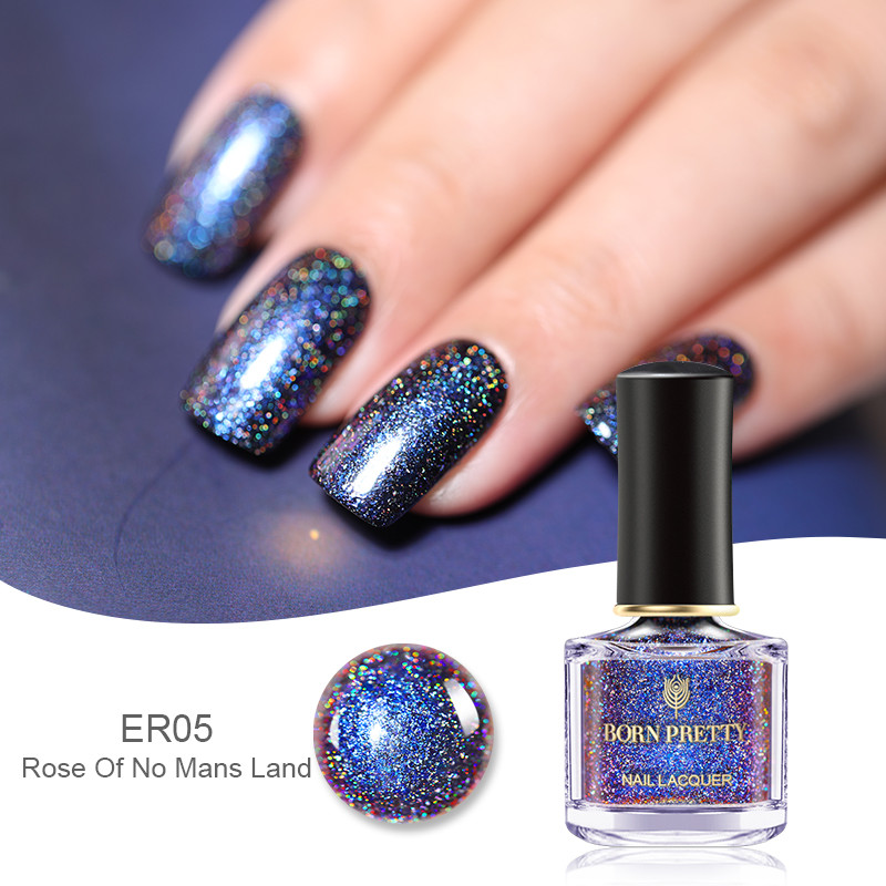 GEBOREN ZIEMLICH 6ml Pfau Holographische Nagellack nagel Wirkung Lange Anhaltende Nagellack glänzend funkeln Pailletten Nagel Kunst Mangel: BP05
