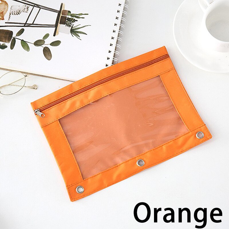 Sac porte-fichiers de documents | Sac de papeterie scolaire et de bureau 1Pc, sac à crayons avec fermeture éclair, pochette avec anneau Rivet, 3 trous: 5