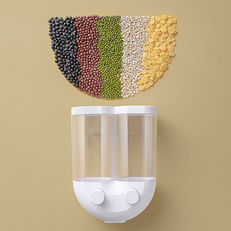 Wall Mounted Press Cereals Dispenser Grain Storage Bottles Box Dry Food Container Organizer Kitchen Accessories Tools